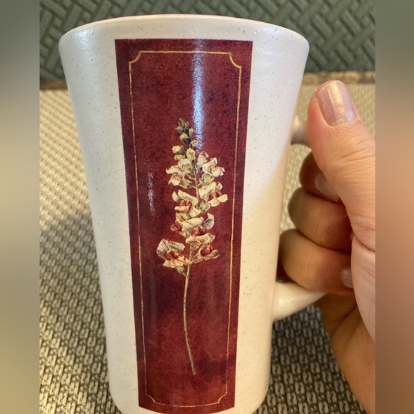 Set of 2 Tall Rustic Tea/Coffee Mugs With Coloured Rims - Picture 3 of 5